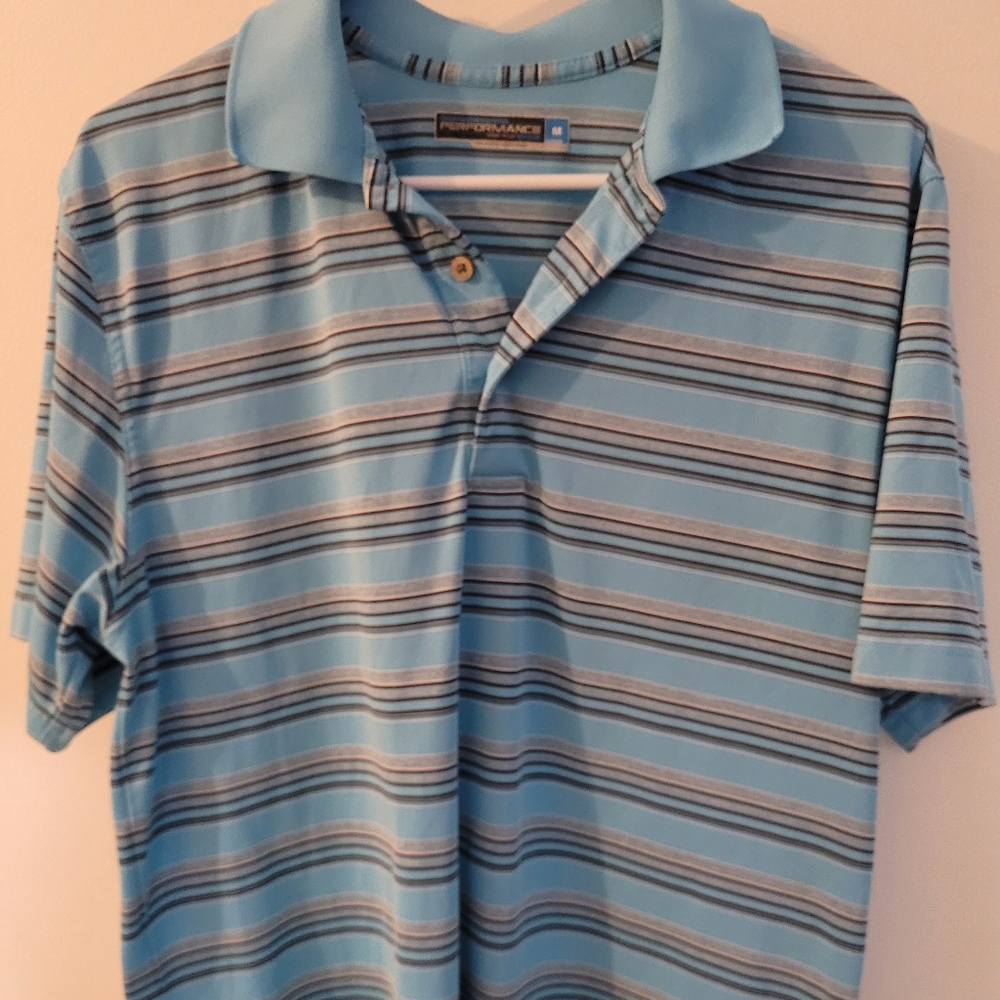 Performance men's medium Striped golf polo